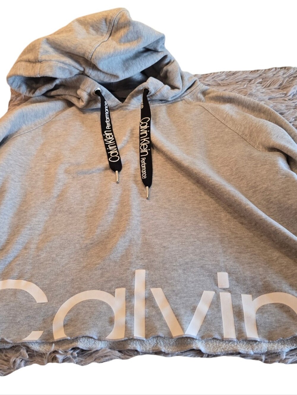 Calvin Klein Light Gray Performance Cropped pullover Hoodie Size XL